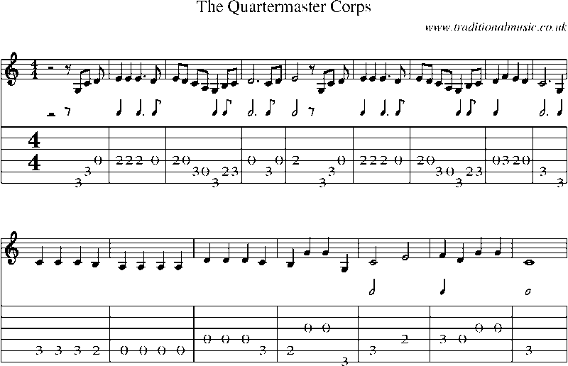Guitar Tab and Sheet Music for The Quartermaster Corps