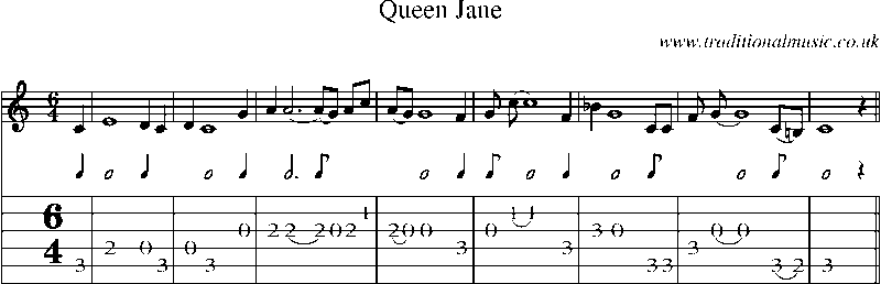 Guitar Tab and Sheet Music for Queen Jane(1)