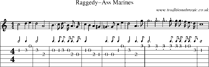 Guitar Tab and Sheet Music for Raggedy-ass Marines