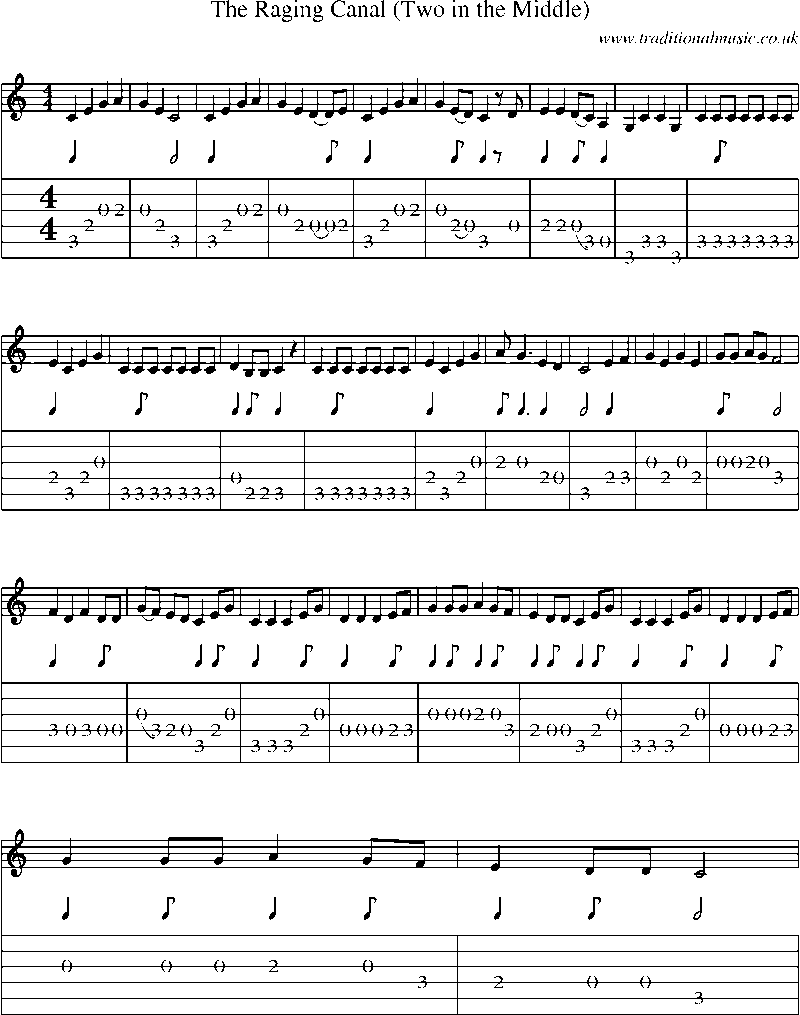 Guitar Tab and Sheet Music for The Raging Canal (two In The Middle)