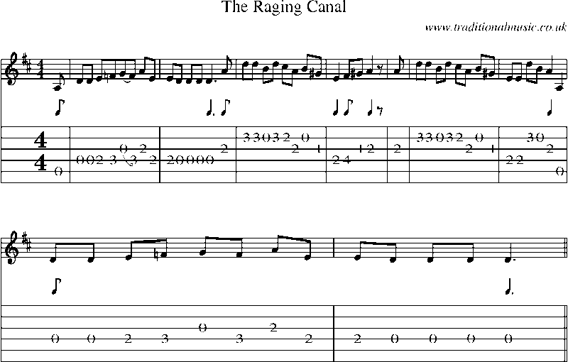 Guitar Tab and Sheet Music for The Raging Canal