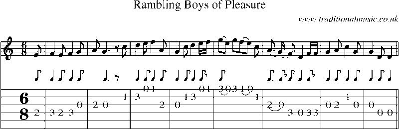 Guitar Tab and Sheet Music for Rambling Boys Of Pleasure