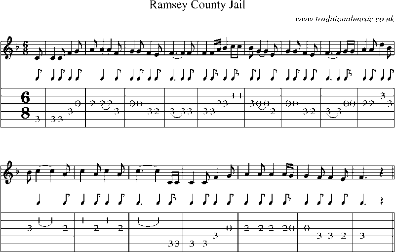 Guitar Tab and Sheet Music for Ramsey County Jail