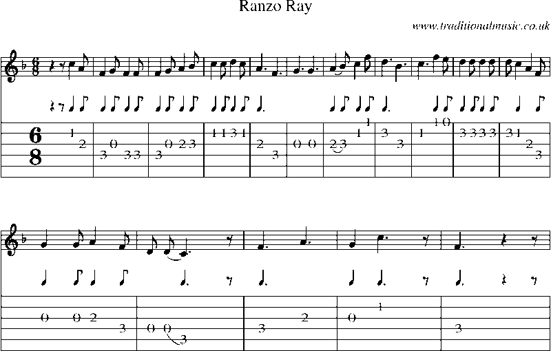 Guitar Tab and Sheet Music for Ranzo Ray