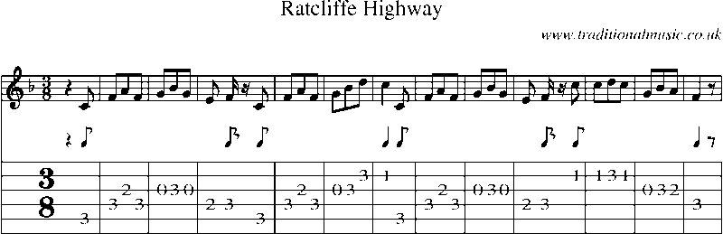 Guitar Tab and Sheet Music for Ratcliffe Highway