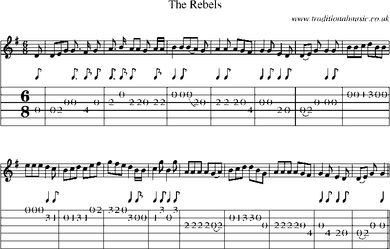 Guitar Tab and Sheet Music for The Rebels