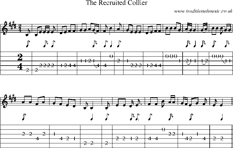 Guitar Tab and Sheet Music for The Recruited Collier