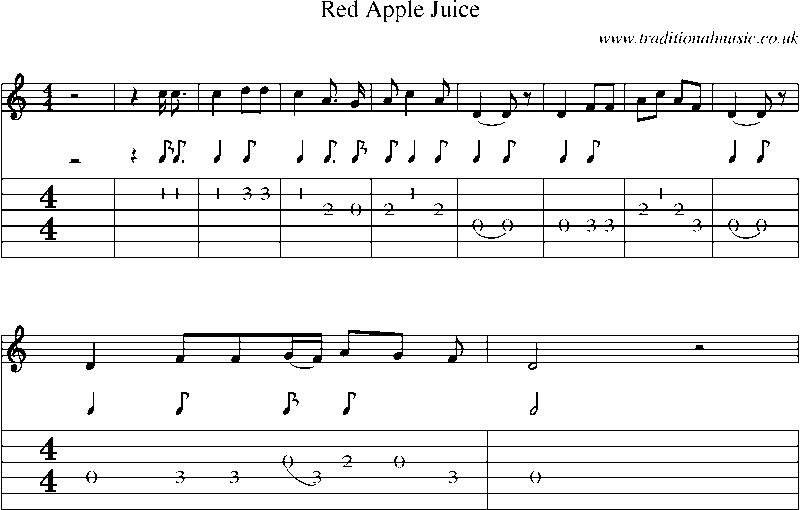 Guitar Tab and Sheet Music for Red Apple Juice