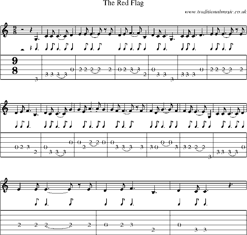 Guitar Tab and Sheet Music for The Red Flag