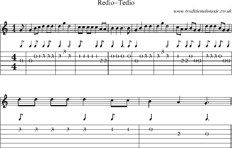 Guitar Tab and Sheet Music for Redio-tedio