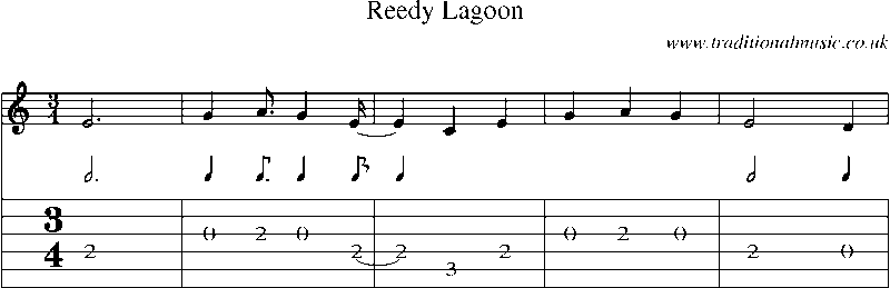 Guitar Tab and Sheet Music for Reedy Lagoon