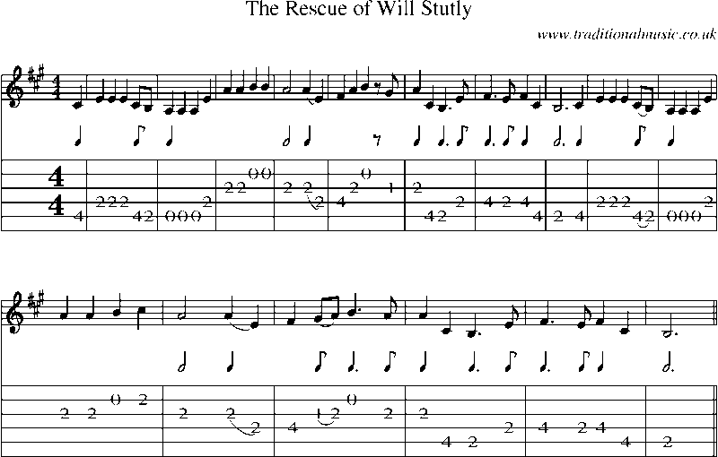 Guitar Tab and Sheet Music for The Rescue Of Will Stutly