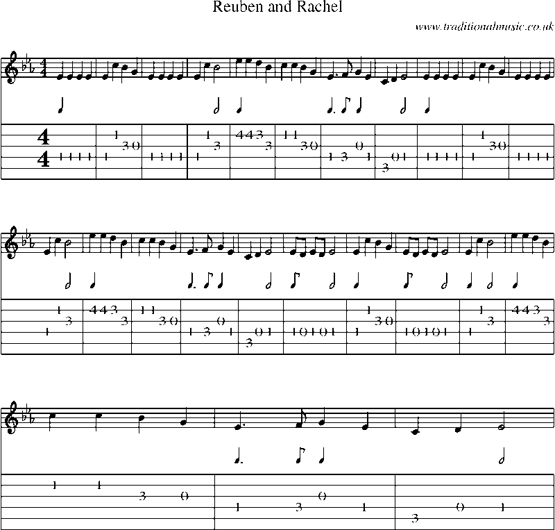Guitar Tab and Sheet Music for Reuben And Rachel
