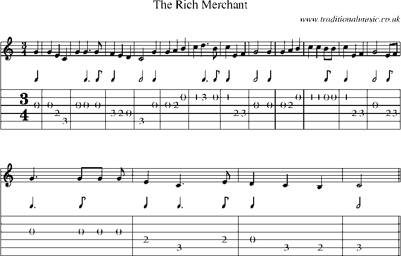 Guitar Tab and Sheet Music for The Rich Merchant