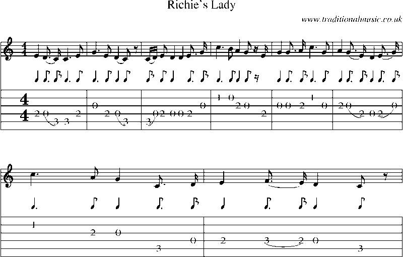 Guitar Tab and Sheet Music for Richie's Lady