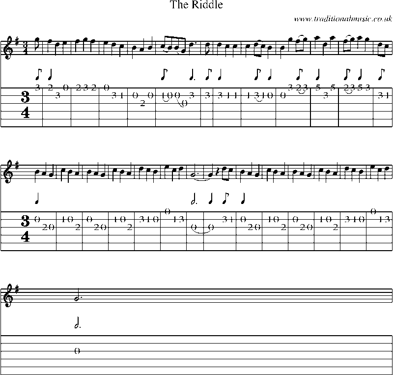 Guitar Tab and Sheet Music for The Riddle