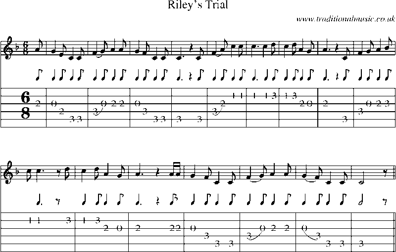 Guitar Tab and Sheet Music for Riley's Trial