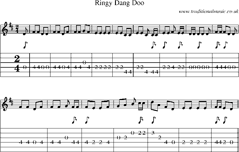 Guitar Tab and Sheet Music for Ringy Dang Doo