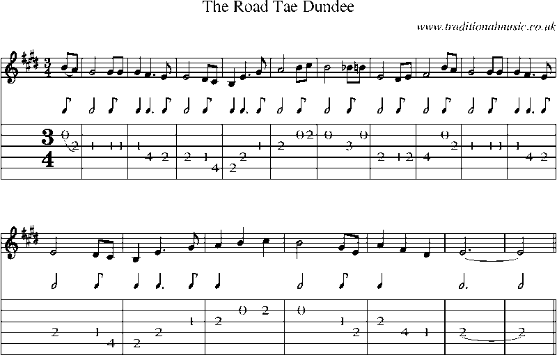 Guitar Tab and Sheet Music for The Road Tae Dundee