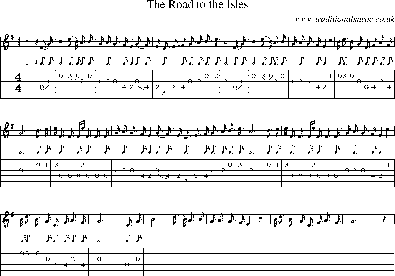 Guitar Tab and Sheet Music for The Road To The Isles