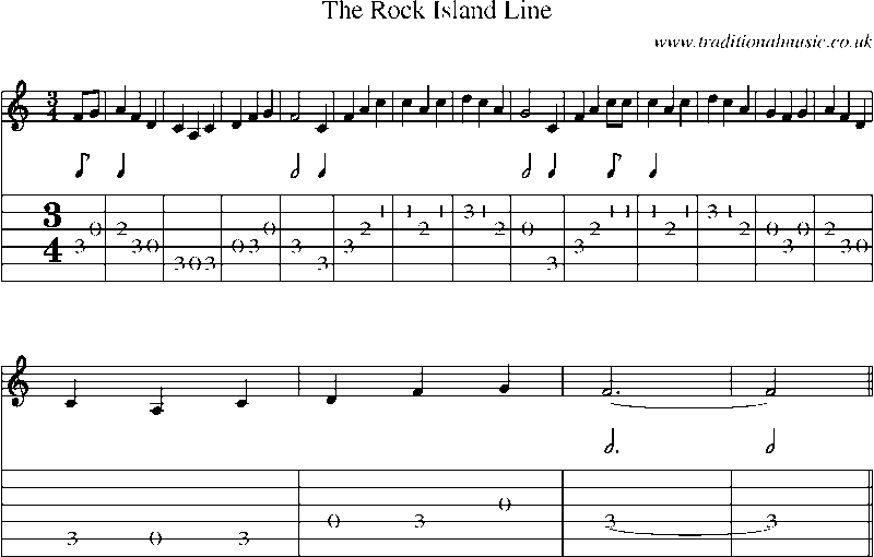 Guitar Tab and Sheet Music for The Rock Island Line