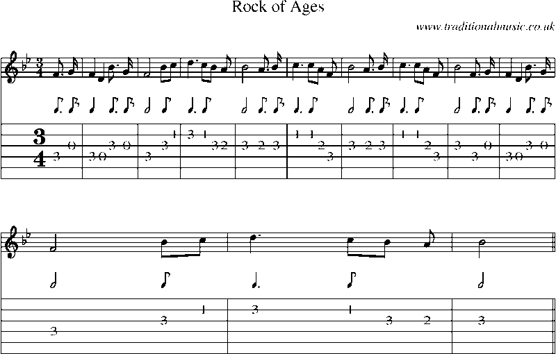 Guitar Tab and Sheet Music for Rock Of Ages