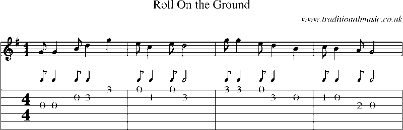 Guitar Tab and Sheet Music for Roll On The Ground