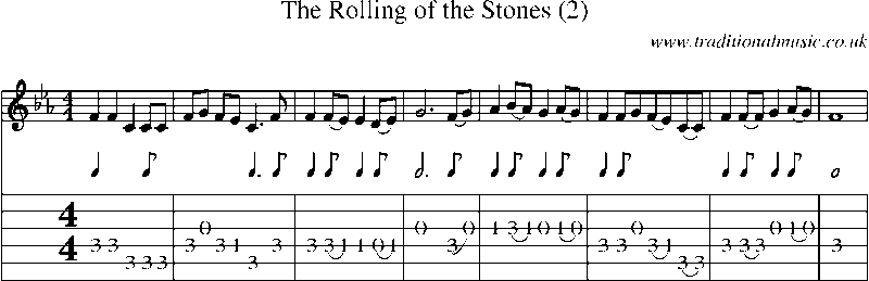 Guitar Tab and Sheet Music for The Rolling Of The Stones (2)