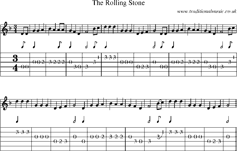 Guitar Tab and Sheet Music for The Rolling Stone