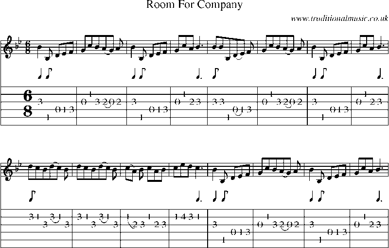 Guitar Tab and Sheet Music for Room For Company