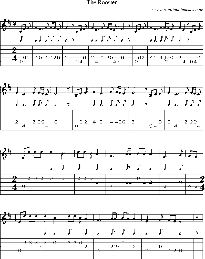 Guitar Tab and Sheet Music for The Rooster
