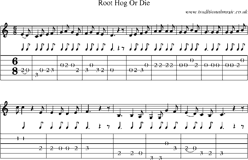 Guitar Tab and Sheet Music for Root Hog Or Die