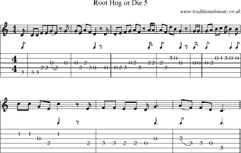 Guitar Tab and Sheet Music for Root Hog Or Die 5
