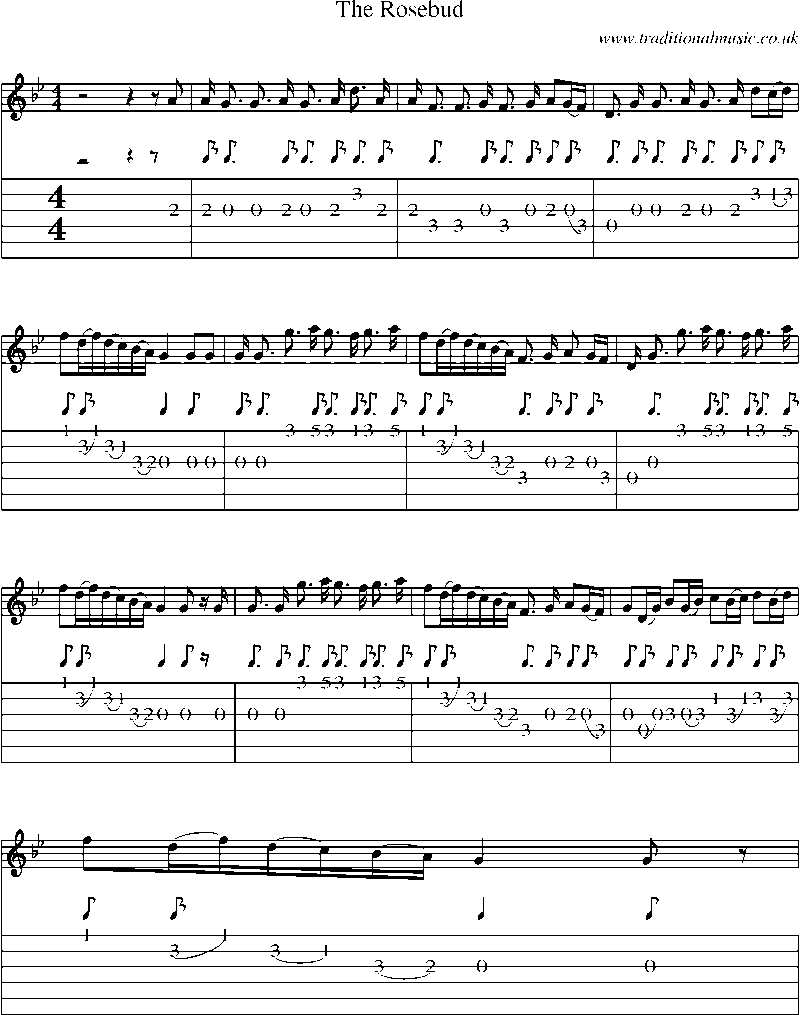 Guitar Tab and Sheet Music for The Rosebud