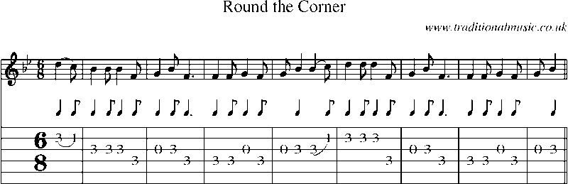 Guitar Tab and Sheet Music for Round The Corner
