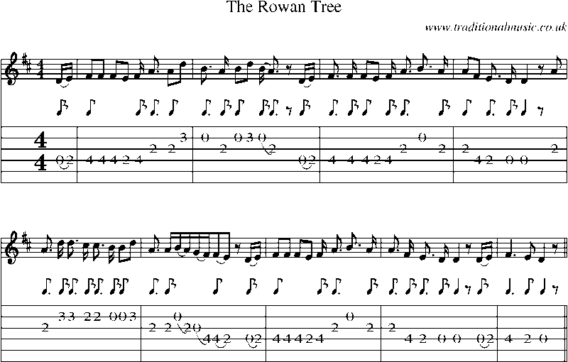 Guitar Tab and Sheet Music for The Rowan Tree