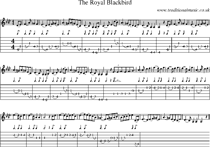 Guitar Tab and Sheet Music for The Royal Blackbird