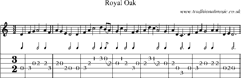 Guitar Tab and Sheet Music for Royal Oak