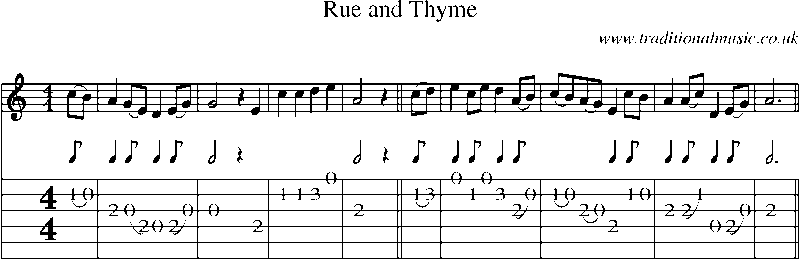 Guitar Tab and Sheet Music for Rue And Thyme