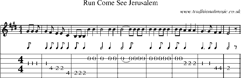 Guitar Tab and Sheet Music for Run Come See Jerusalem