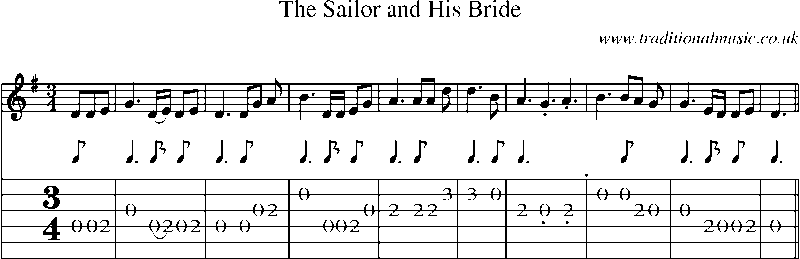 Guitar Tab and Sheet Music for The Sailor And His Bride