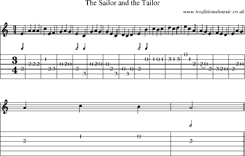 Guitar Tab and Sheet Music for The Sailor And The Tailor