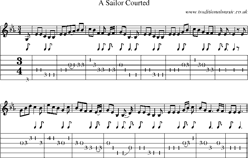 Guitar Tab and Sheet Music for A Sailor Courted