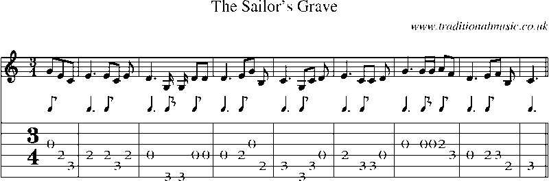 Guitar Tab and Sheet Music for The Sailor's Grave