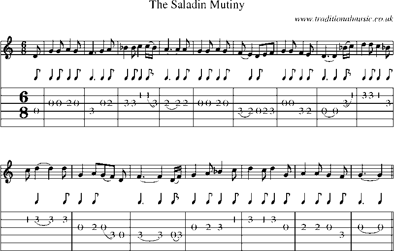 Guitar Tab and Sheet Music for The Saladin Mutiny