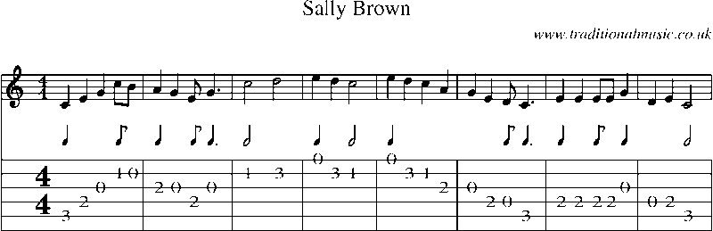 Guitar Tab and Sheet Music for Sally Brown