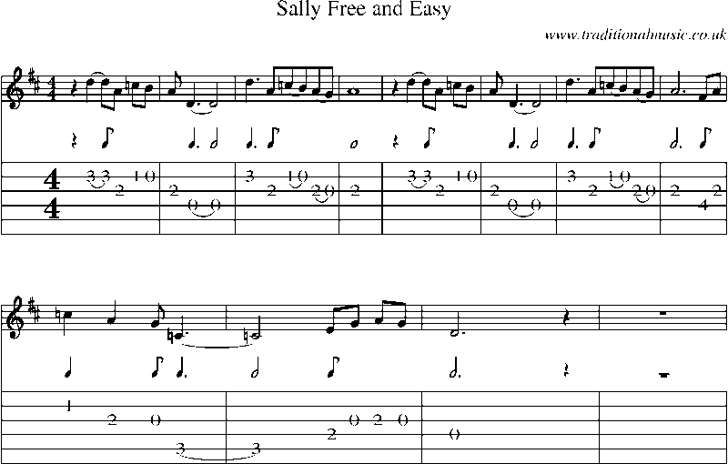 Guitar Tab and Sheet Music for Sally Free And Easy