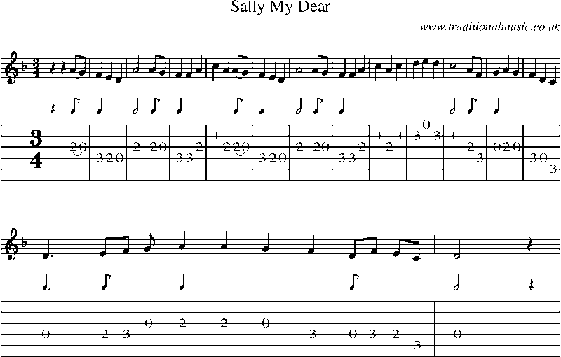 Guitar Tab and Sheet Music for Sally My Dear