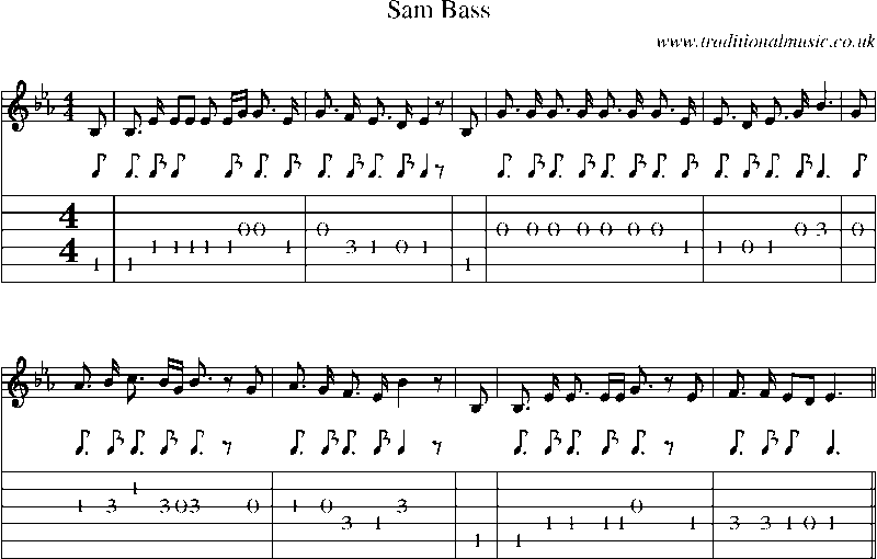 Guitar Tab and Sheet Music for Sam Bass