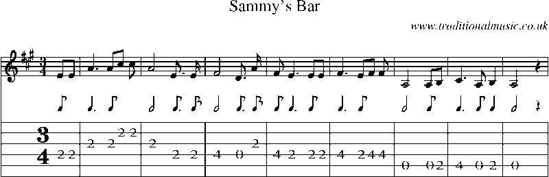 Guitar Tab and Sheet Music for Sammy's Bar